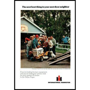 1976 International Harvester IH Cadet Lawn Mower Tractor Vintage Print Ad Decor